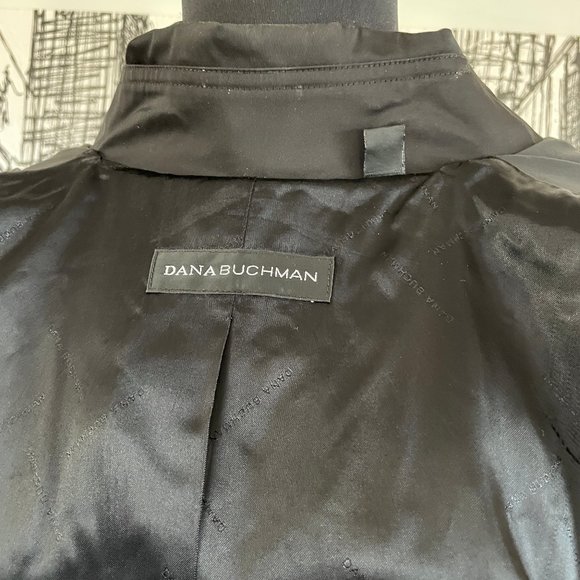 Dana Buchman trench coat  Size Medium Black Double Breasted - Picture 12 of 12